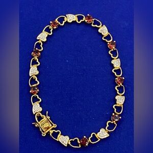 Sterling Silver Vermeil Ross Simons Garnet Bracelet